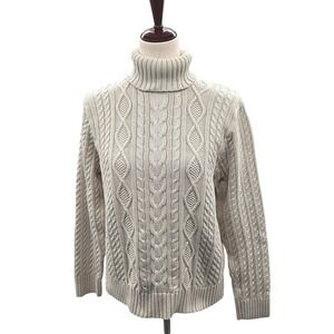 Pria Cream Cable Knit Turtleneck Sweater Size XLarge Winter Fashion‎